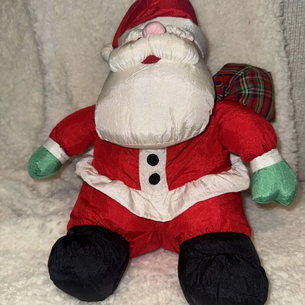 Vtg Parachute 1993 Gibson Santa Claus Plush Stuffed Toy Christmas Puff Aluff 14”